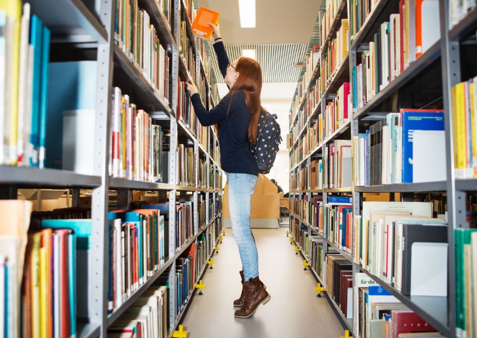 Girl in library