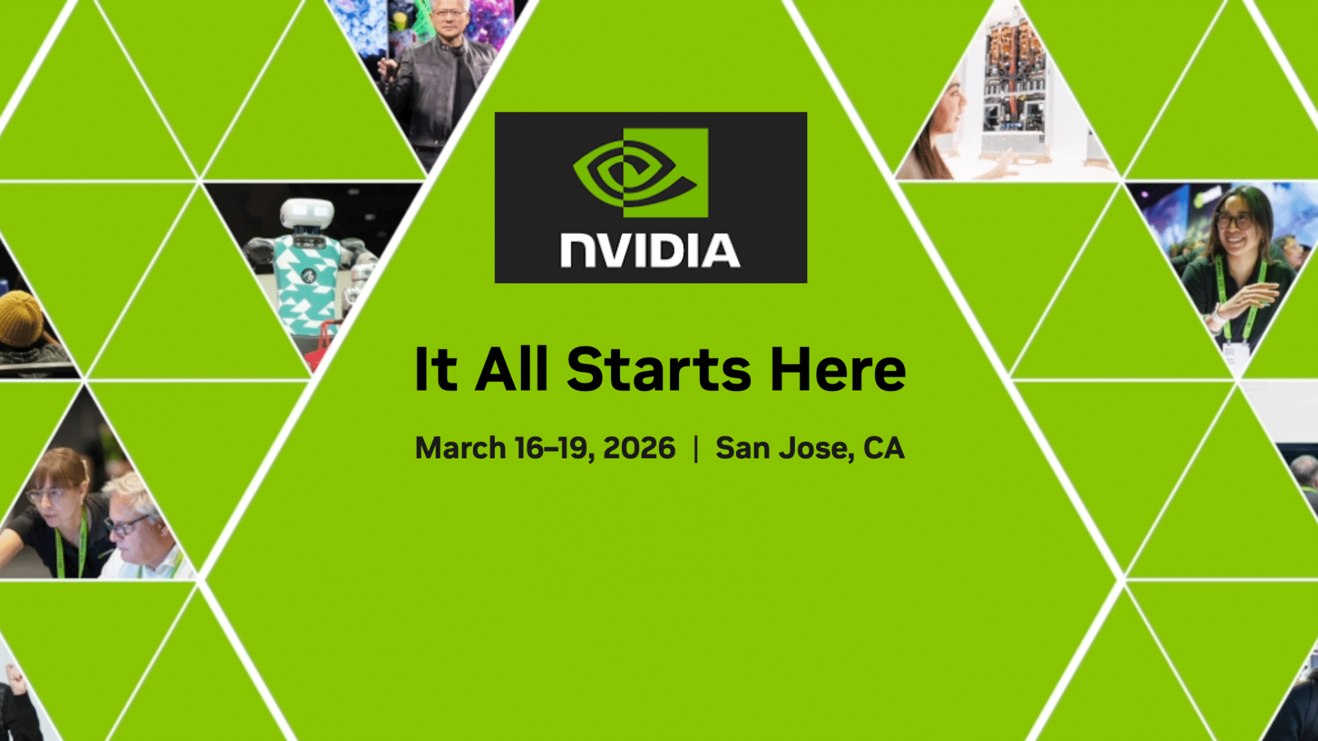NVIDIA GTC 2026 banner with logo and dates March 16 to 19, 2026 in San Jose, California