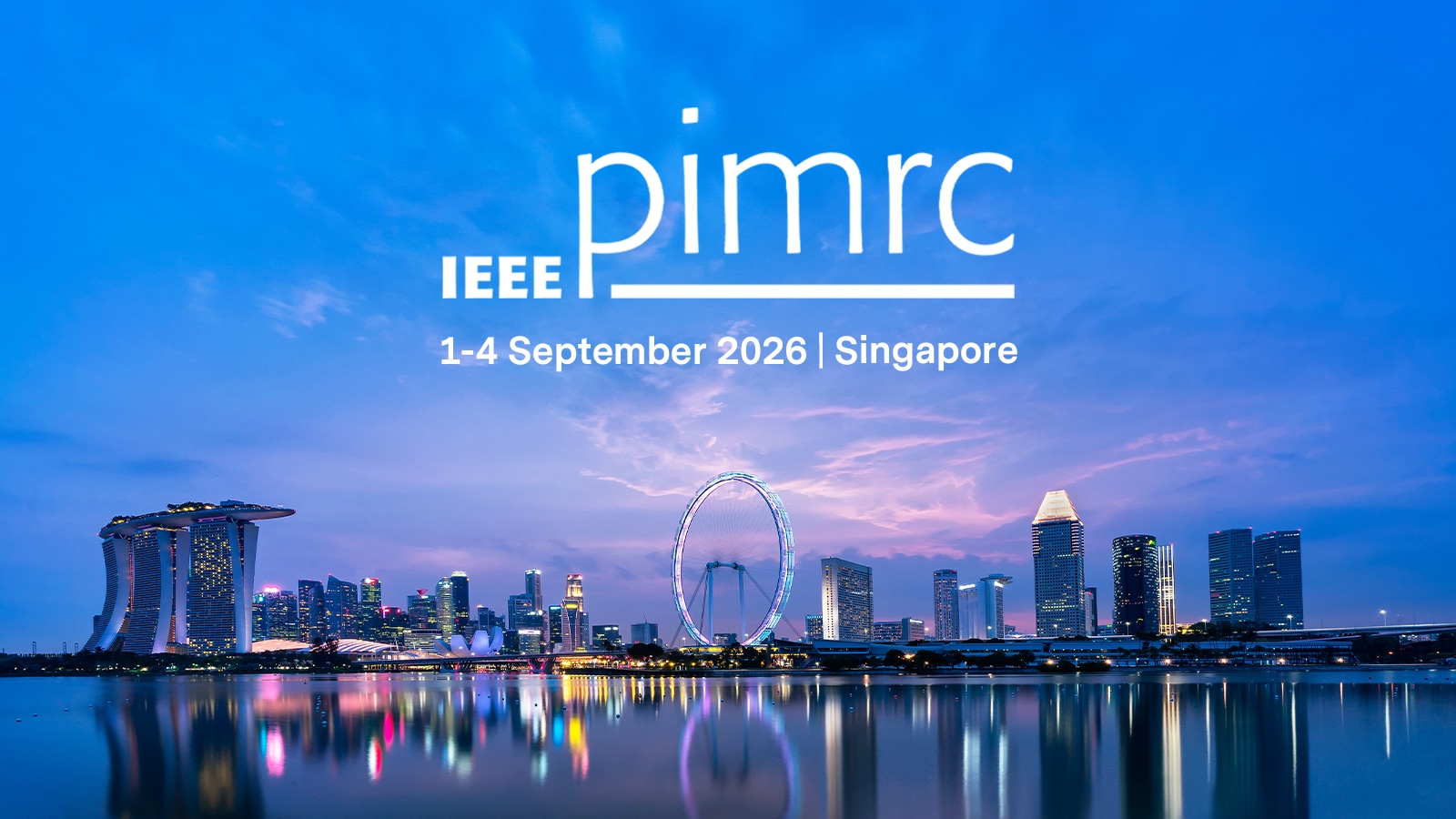 PIMRC logo on top of the skyline of Singapore.